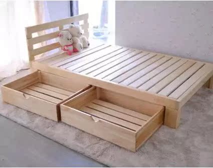 新款实木床 双人床 单人床 简约现代松木床 宜家特价田园床