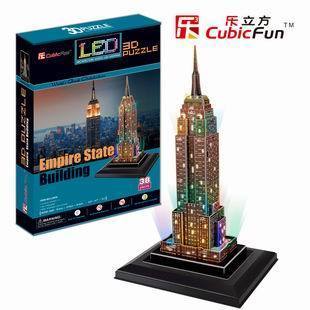 正品乐立方3D立体拼图建筑纸模型 美国帝国大厦LED带灯饰L503h