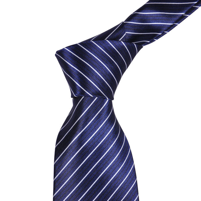 金呔郎 男士商务正装搭配领带 蓝色白细条纹工作职业领带