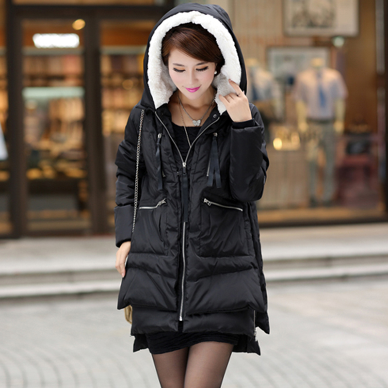 2013新款冬装加厚大码韩版休闲个性军工装羽绒服女中长款正品反季