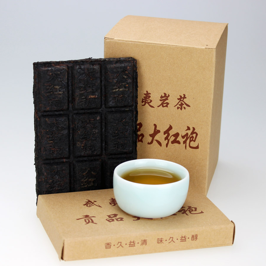 崇茗茶叶八年陈茶大红袍茶砖茶饼系列100克方形茶饼包邮