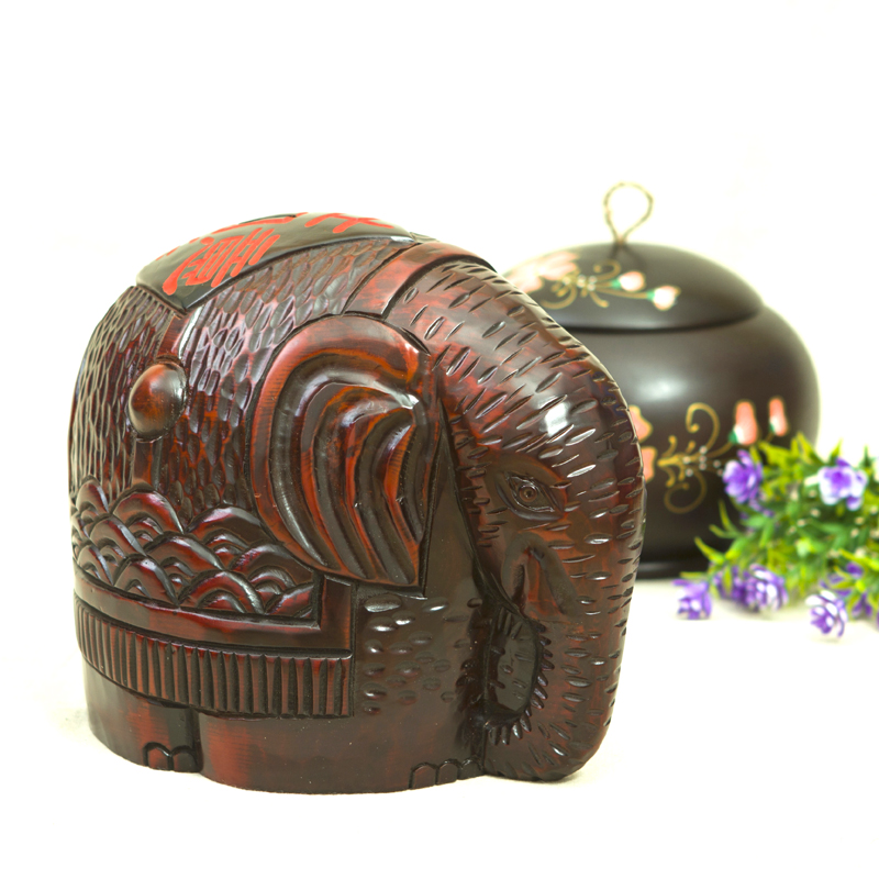 木质吉祥如意大象存钱罐 创意可爱储蓄罐摆件大号储钱罐 生日礼品