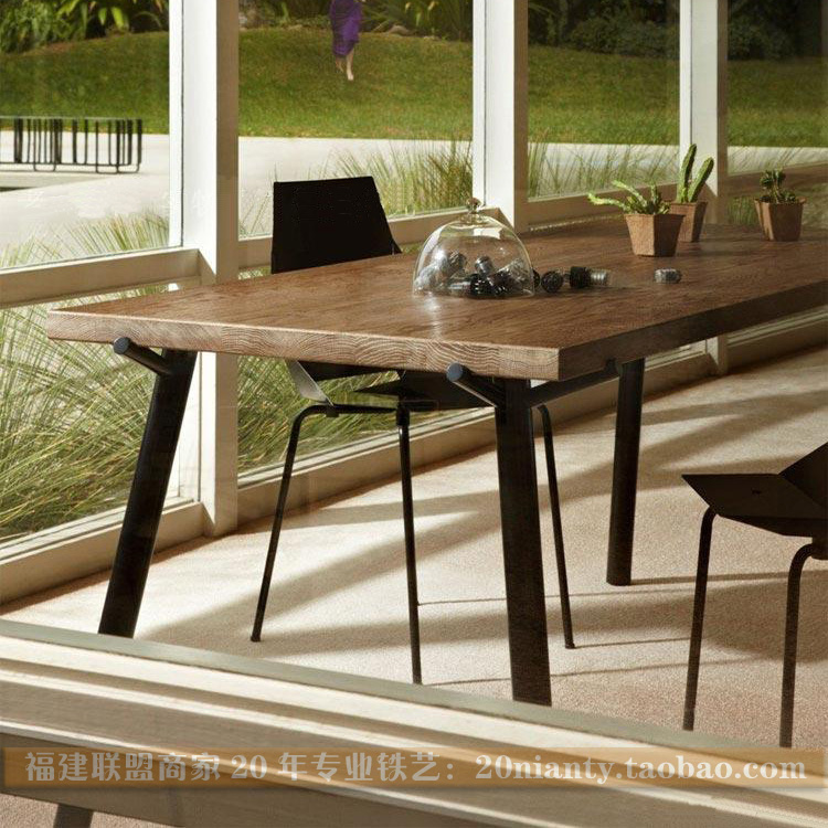 美式乡村实木家具防锈复古铁艺桌椅 酒店餐桌椅子餐厅咖啡厅桌椅