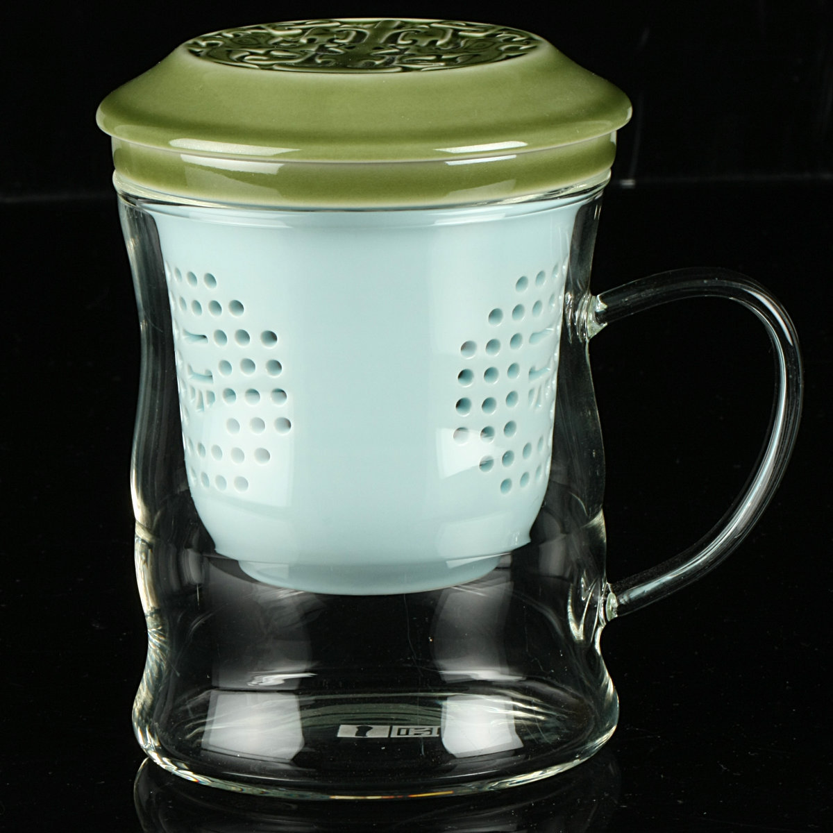 陶瓷玻璃茶具一园创意英瓷古典竹韵杯办公室花茶杯子陶瓷带盖过滤
