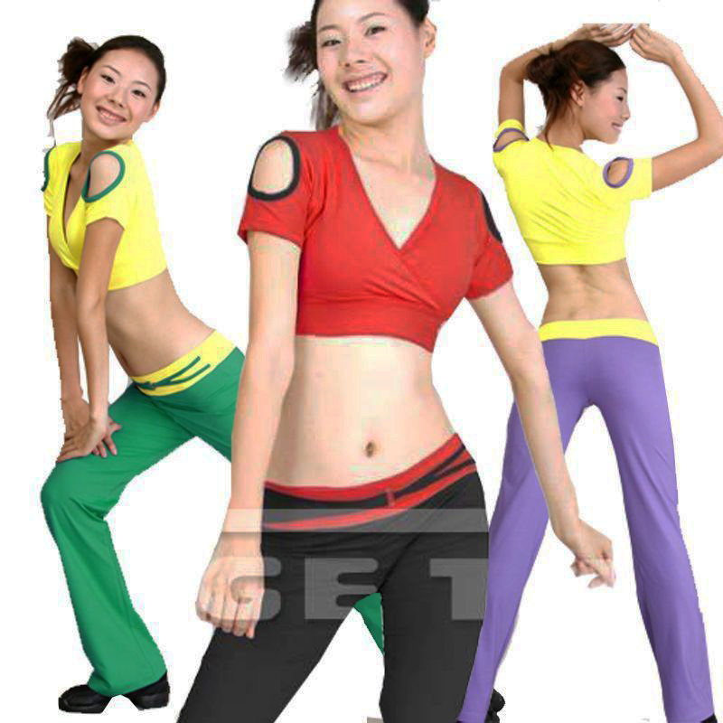 丝格图正品韩版性感健身服套装特价跳操服 健美操舞蹈表演服 包邮