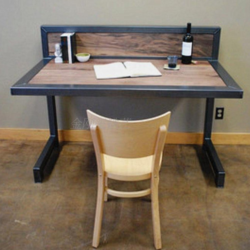 美式乡村LOFT工业复古风格做旧书桌办公桌写字台实木金属电脑桌