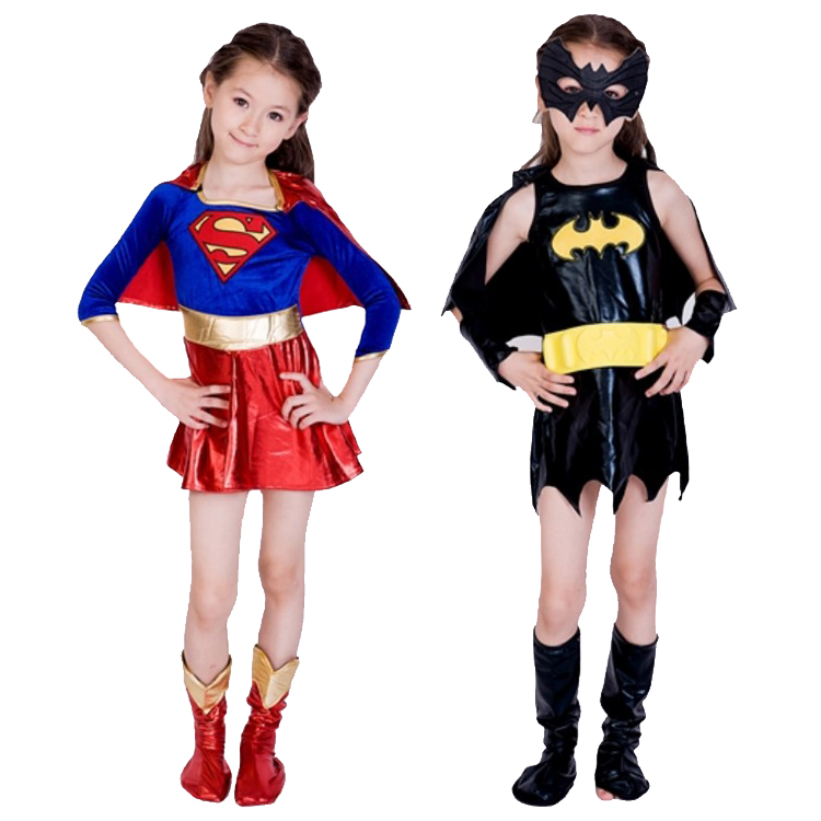 漫翔 cos万圣节儿童化妆舞会服装带鞋套儿童女蝙蝠侠超人表演衣服