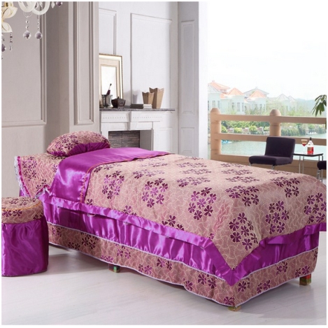 按摩床罩全棉  紫 带孔 美容美体床罩 美容床罩 四件套纯棉 特价