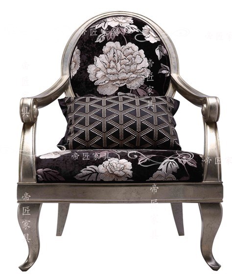 欧式新古典沙发椅 休闲椅 后现代 实木雕刻 贴银箔 椅子 定制