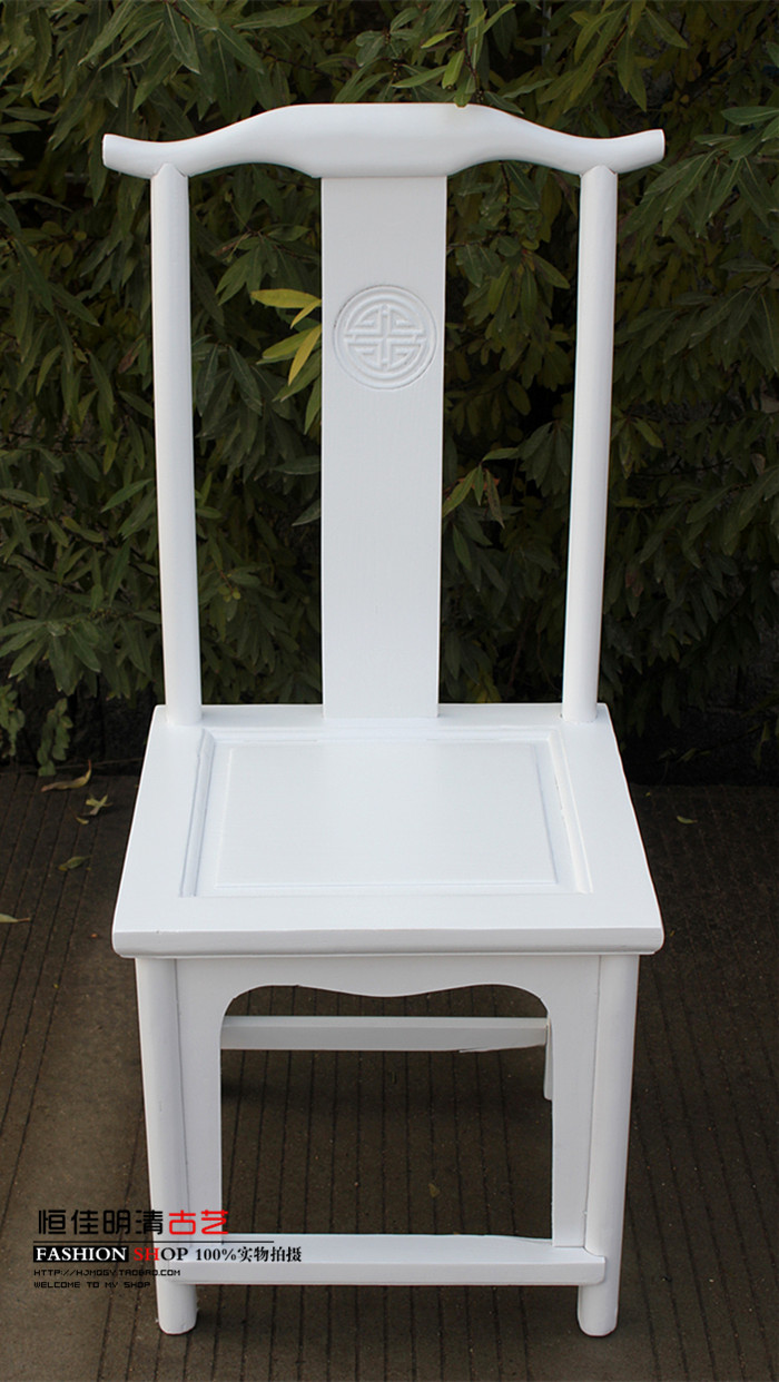 法欧美式南榆木家具复古田园全实木 白色餐椅 单背椅 特价促销