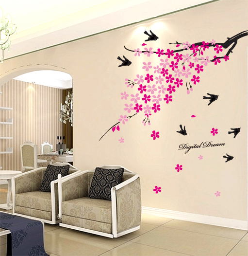 特价浪漫樱花和小燕子墙贴 创意家居 卧室沙发电视背景墙装饰贴画