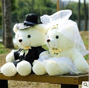 毛绒玩具 婚纱熊 情侣 幸福新娘新郎礼品 结婚庆礼品  一对 大号