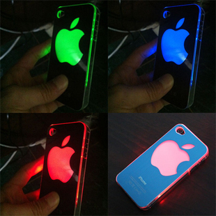 苹果iPhone5/5S/4/4s金属拉丝手机发光外壳来电闪光背套