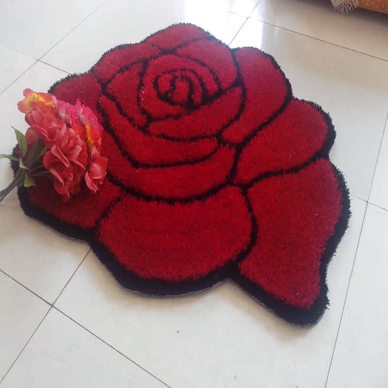 特价韩国丝亮丝凹凸立体玫瑰花地毯 卧室床边地毯 电脑椅地垫脚垫