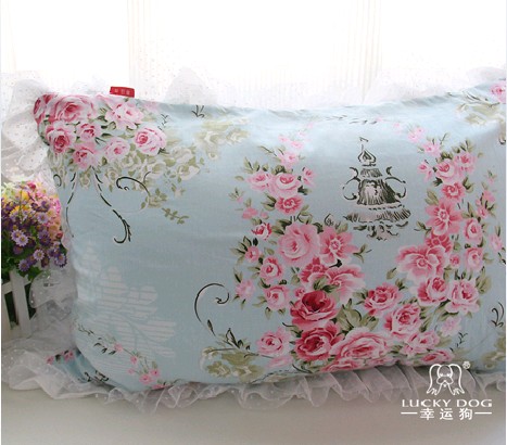 韩式蕾丝公主枕套枕巾单人枕头套不含芯单只装全棉布艺田园特价