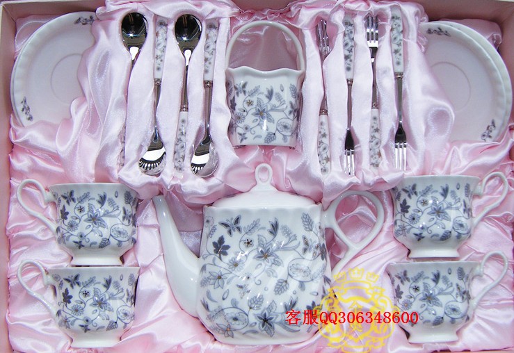 韩国骨瓷咖啡杯子勺子水杯茶杯茶具杯具18件套装结婚礼物商务礼品