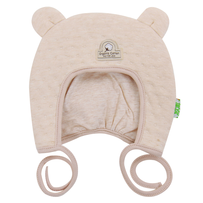 有机棉婴儿帽子纯棉套头帽男女宝宝护耳帽秋冬0-3-6-9-12-18个月