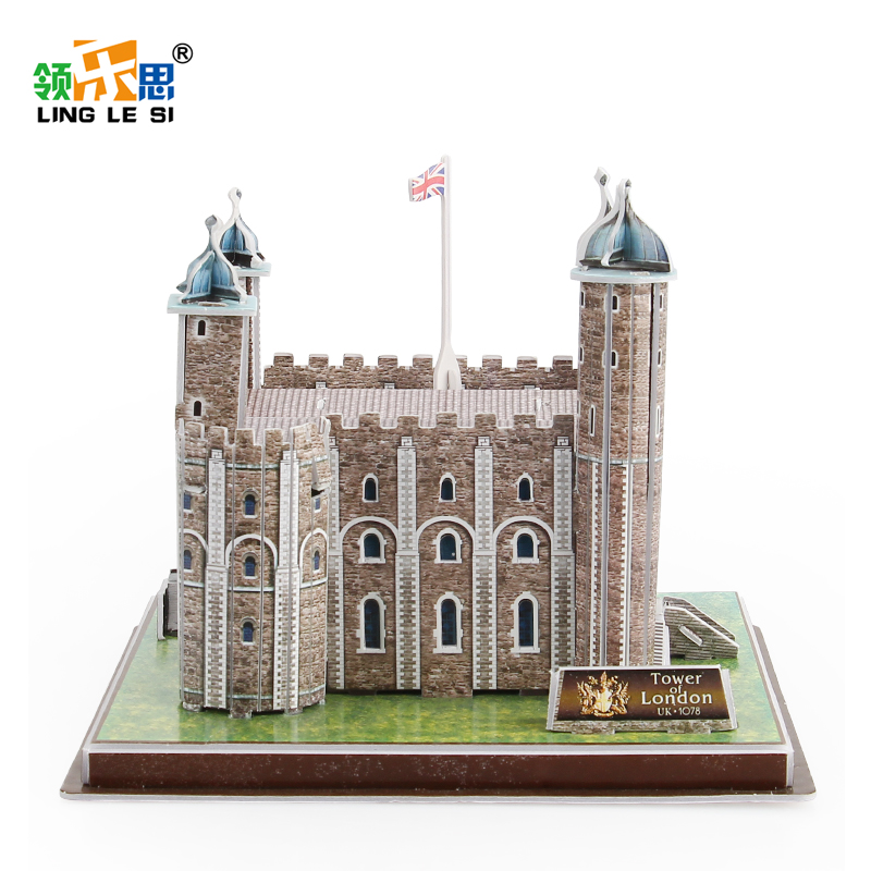 世界名建筑3D立体拼图模型英国伦敦塔领乐思益智拼插积木玩具礼物