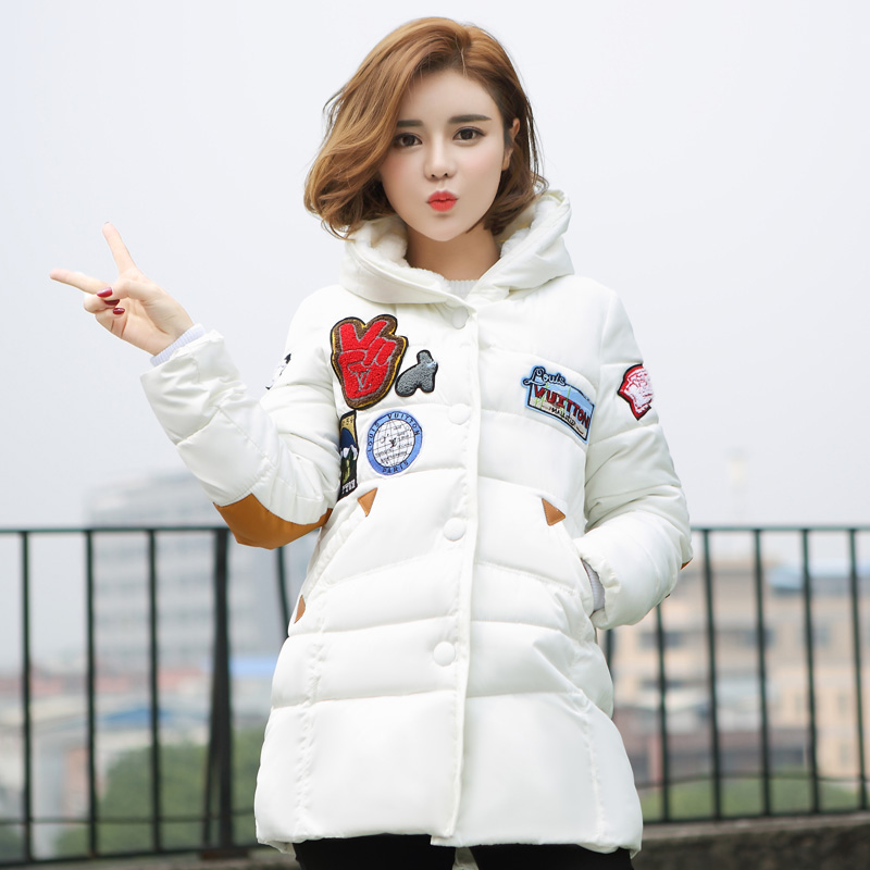 2015新款韩版修身冬季外套加绒纯色棉袄大码女装连帽羽绒棉服加厚