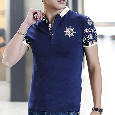 2015夏季流行男装男士短袖韩版修身纯棉T恤POLO保罗衫翻立领潮男