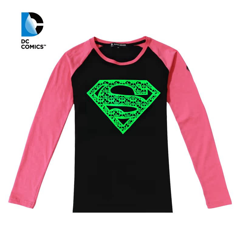 DC COMICS SUPER HEROES超人 秋装新款 圆领印花 长袖t恤女
