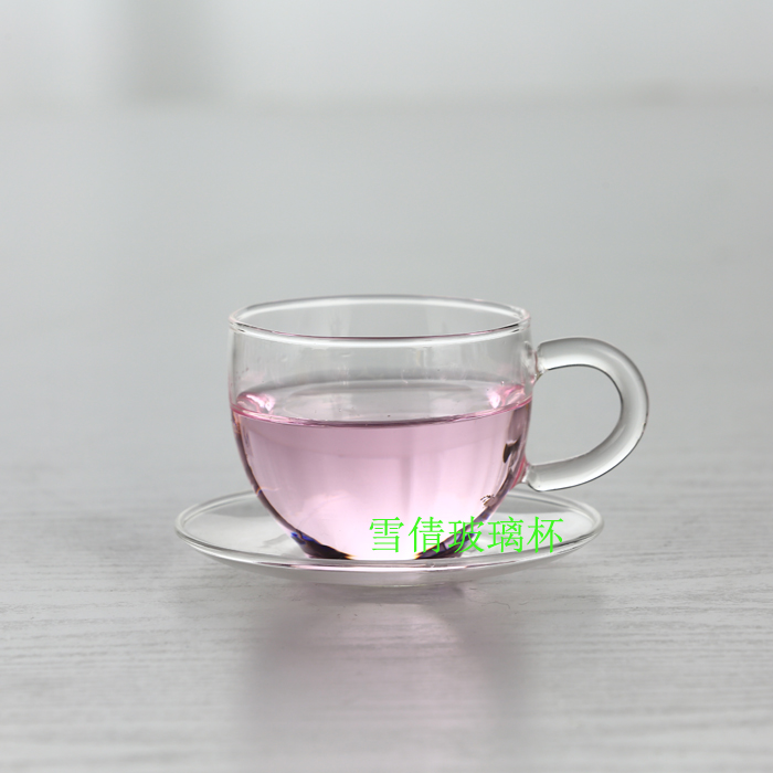 加厚玻璃小茶杯带把耐热透明品茗杯小咖啡杯功夫茶具小把花茶杯子