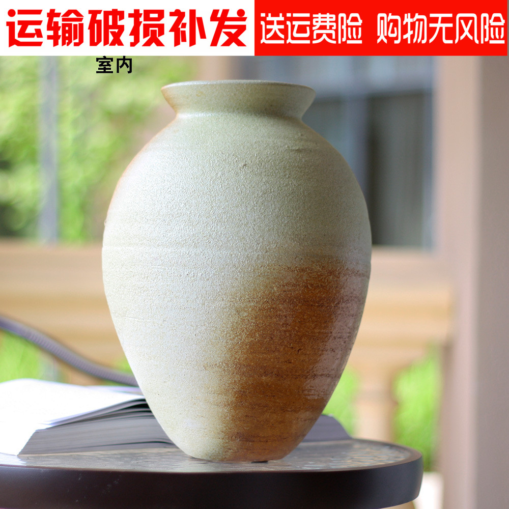 高档欧式地中海田园风格家居装饰工艺品粗糙陶瓷瓦罐陶罐花瓶35cm