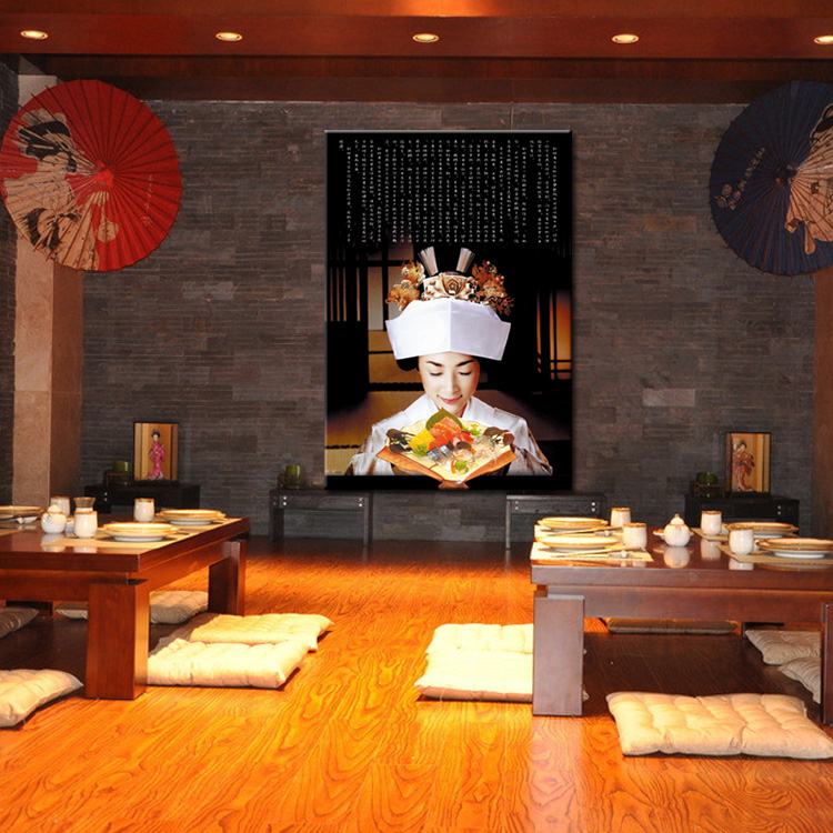 日本古典美女料理寿司店装饰画日本风壁画日式餐厅温泉艺伎图墙画