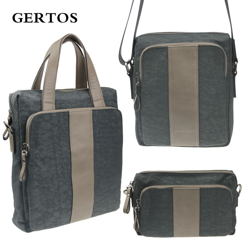 GERTOS商务休闲男包单肩包竖款手提斜挎包男士背包帆布大容量手包