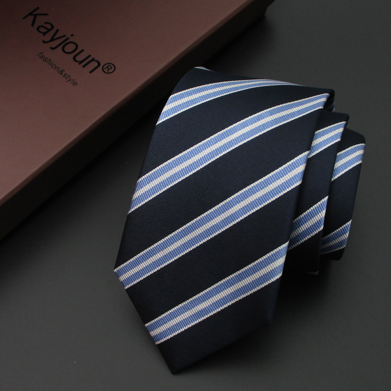 KAYJOUN 真丝领带男正装商务 时尚韩版8cm桑蚕丝领带 蓝色条纹
