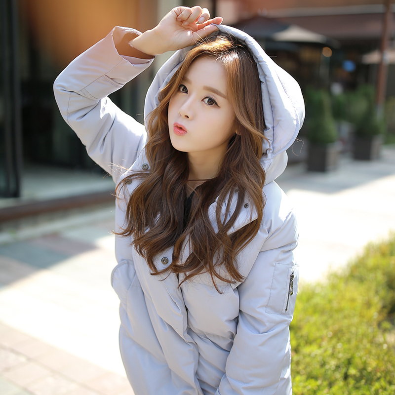 2015冬季女装新款韩版中长款连帽加厚羽绒服棉衣外套学院风棉袄女