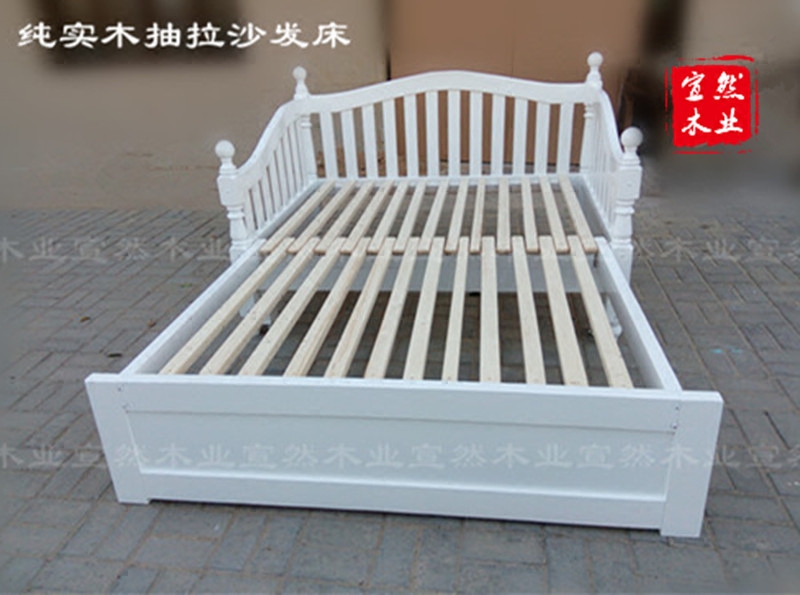 欧式实木伸缩沙发床 多功能储物沙发床 坐卧两用床 推拉床沙发