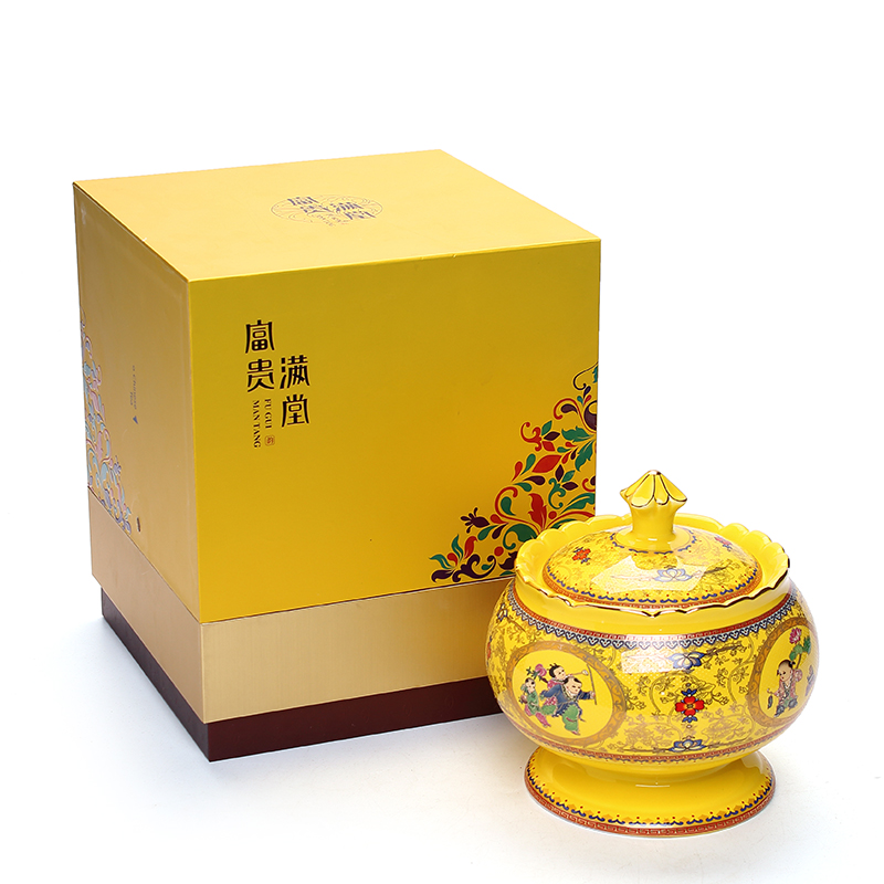 富贵满堂茶叶罐礼盒包装大号陶瓷茶罐茶盒储茶罐 宫庭风送礼佳品