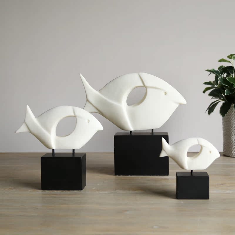 大千家居饰品 雕塑鱼 创意个性树脂摆件 客厅玄关摆件 新家装饰