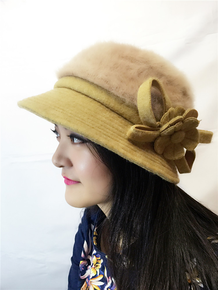 2015秋冬新款新起点时装帽 时尚韩版兔毛羊毛盆帽冬帽女帽HT1097A