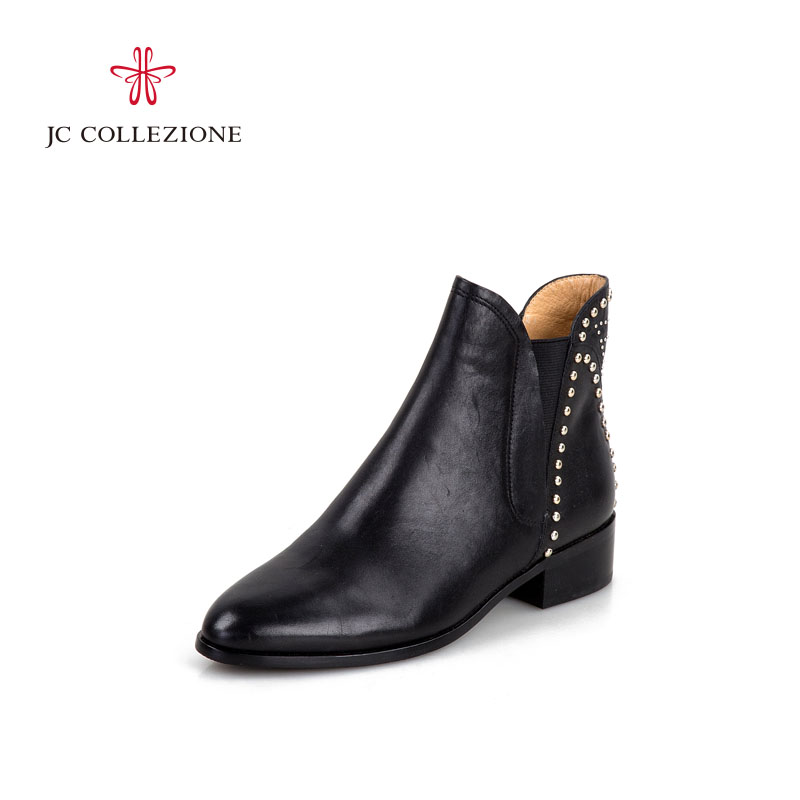 JC COLLEZIONE/捷希伦敦复古铆钉平跟短靴854311102