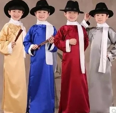 五一民国长袍马褂舞台相声服装长衫大褂表演服饰儿童成人校园演出