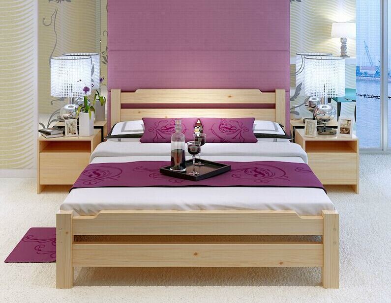 促销简约现代实木床1.21.51.8米双人床成人儿童单人松木床儿童床