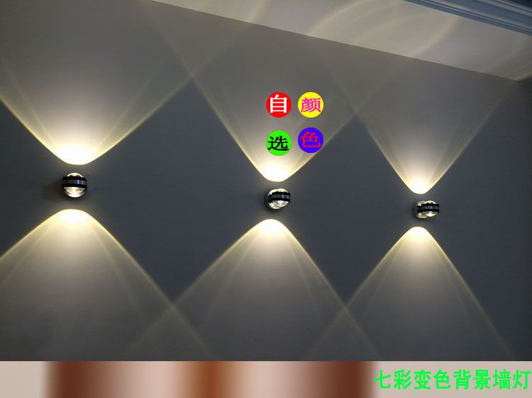 电视背景墙创意LED现代简约射灯卧室床头沙发过道走廊水晶壁灯铝