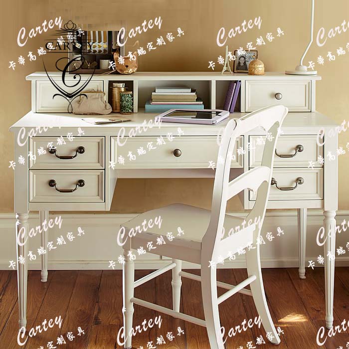 卡蒂高端定制家具欧式美式实木儿童书桌学习桌简约写字桌 电脑桌