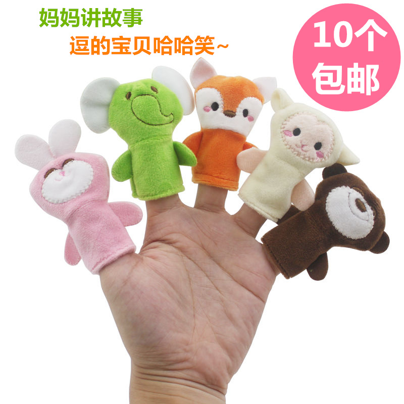 出口可爱手指布偶毛绒手偶玩具手偶娃娃手套玩偶动物手指娃娃正版