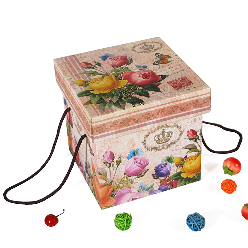 圣诞礼品盒正方形牛皮纸盒子手提水果礼盒干货礼物包装盒生日礼盒