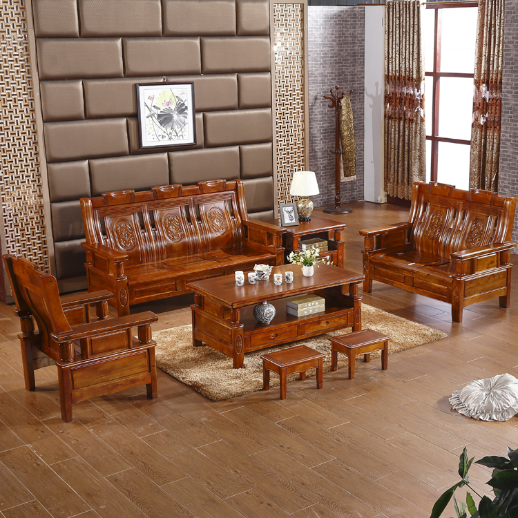 特价香樟木沙发全实 现代中式客厅自由组合三人实木沙发办公家具