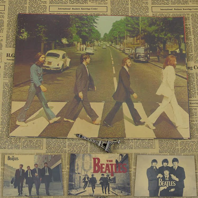 The Beatles 甲壳虫披头士 怀旧复古牛皮纸摇滚大海报 酒吧装饰画