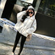 韩版蝙蝠袖宽松加厚羽绒棉服女短款时尚保暖连帽学生棉衣面包服冬