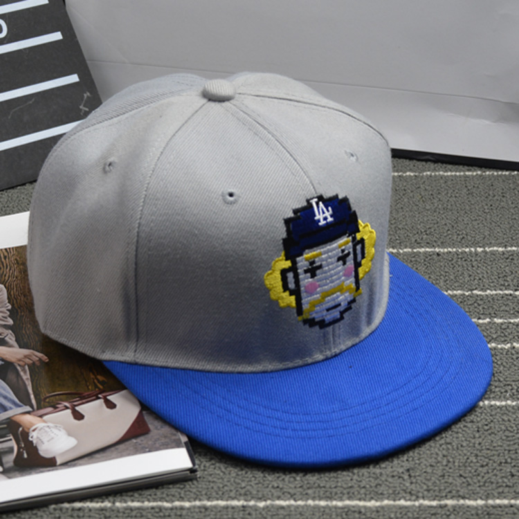 包邮exo灿烈鹿晗同款帽子la卡通机器人棒球男女嘻哈平沿灰色韩版