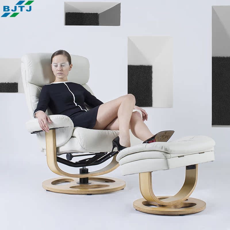 BJTJ 办公休闲躺椅 高档皮艺老板椅总裁椅 舒适懒人椅 实木老人椅