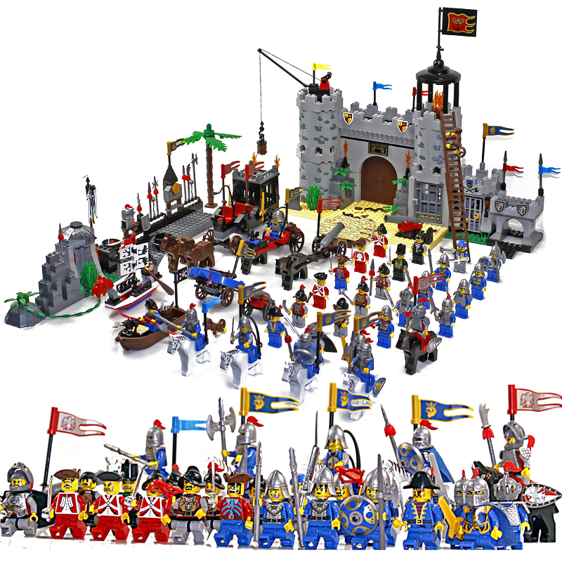 正品拼装玩具启蒙积木城堡骑士拼插人仔军事益智塑料城市模型