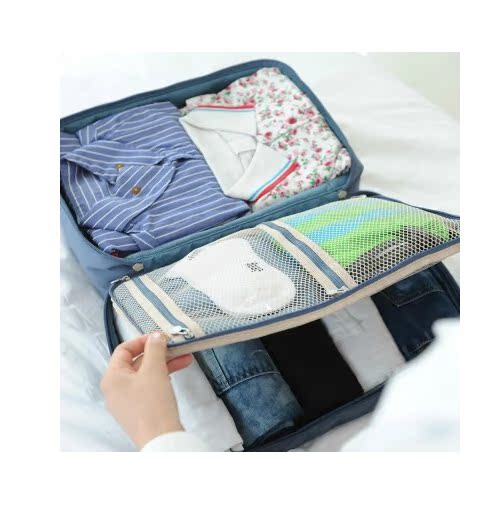 旅行出差必备网格收纳包行李箱衣物整理收纳袋旅游洗漱包套装