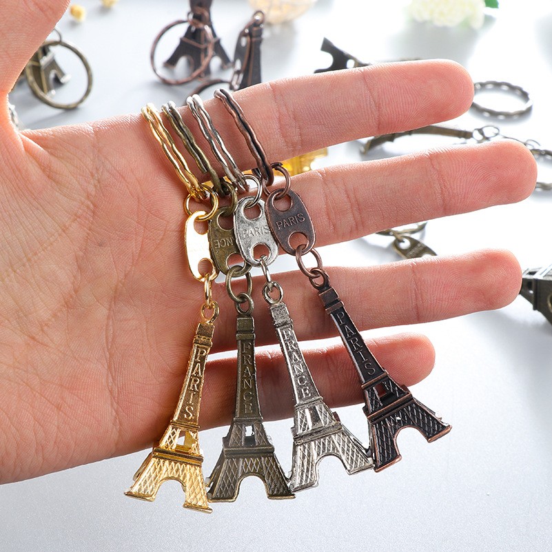复古小巧埃菲尔铁塔可爱便携挂扣挂饰巴黎铁塔金属钥匙扣钥匙环